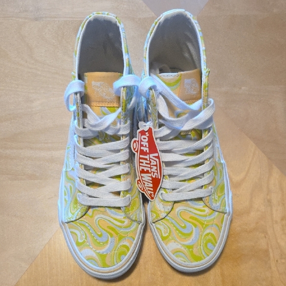 Vans High-Top -Sk8 - Lime Green, Yellow, and Cream Swirls. Size 6.5. NWT - Picture 1 of 6